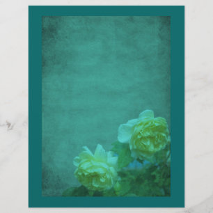 Lámina Roses Amarillas De Aqua Blue Floral Scrapbook