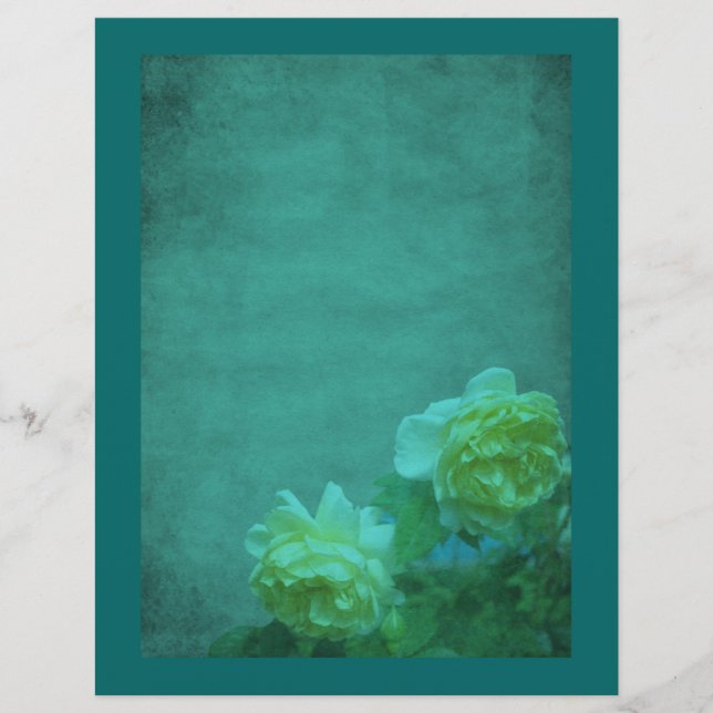Lámina Roses Amarillas De Aqua Blue Floral Scrapbook (Anverso)