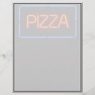 Lámina Rótulo azul y neón rojo PIZZA