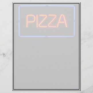 Lámina Rótulo azul y neón rojo PIZZA