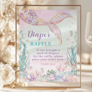 Lámina Rótulo Baby Shower Diaper Raffle con sirena de pre