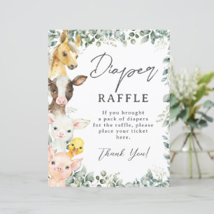 Lámina Rótulo Baby Shower Diaper Raffle para animales de 