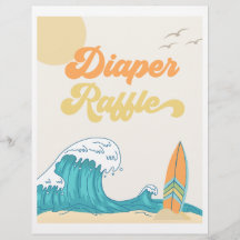 Rótulo Baby Shower Diaper Raffle Surf | |Rótulo Su