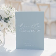 Rótulo Boda de Bar Abierto Azul y Blanco Dusty Cos