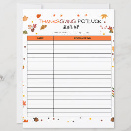 Lámina Rótulo De Acción De Gracias Potluck Para Vacacione