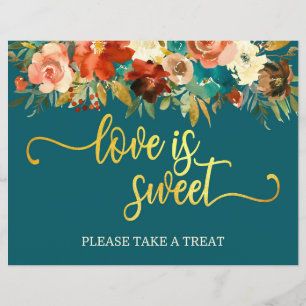Lámina Rótulo de Amor es Favor Dulce - Boda Verde azulado