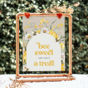 Lámina Rótulo de árbol de abejas con flores silvestres im