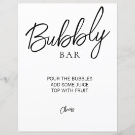 Lámina Rótulo de bar con burbujas de ducha de novia minim