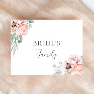Lámina Rótulo de Boda familiar de novia floral rosa de Ka