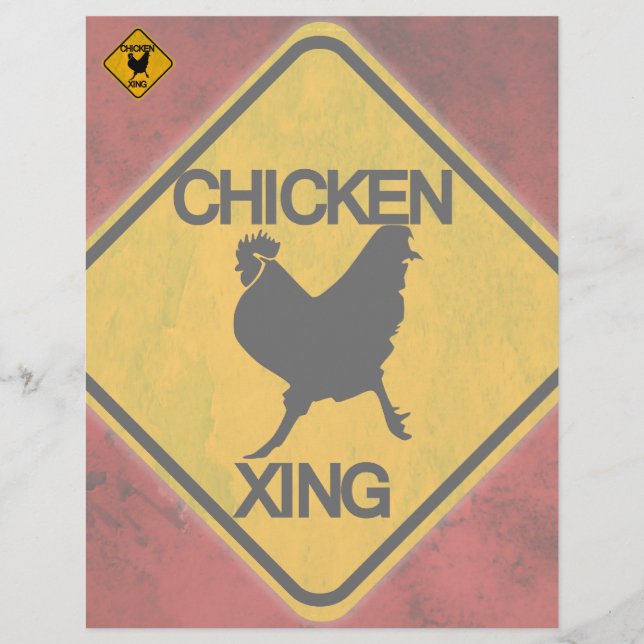 Lámina Rótulo de cruce de pollo rústico (Anverso)