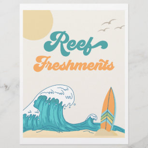 Lámina Rótulo de Fiesta de Surf Freshments Rótulo Surf