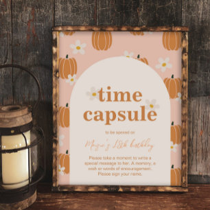 Lámina Rótulo de la cápsula de tiempo de calabaza editabl