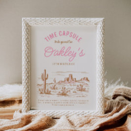 Lámina Rótulo de la cápsula del tiempo de la vaca | Chica