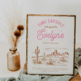 Lámina Rótulo de la cápsula del tiempo de la vaca | Chica