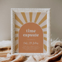 Lámina Rótulo de la cápsula del tiempo de sol rosa