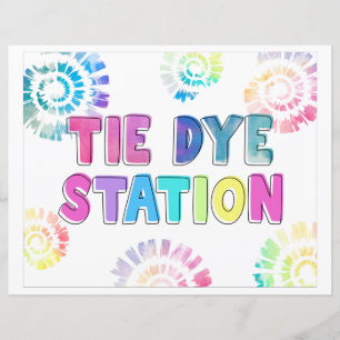 Lámina Rótulo de la estación Tie Dye   Rótulos de Fiesta 