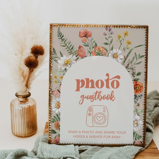 Lámina Rótulo de libros para invitados con foto de flores (Subido por el creador)