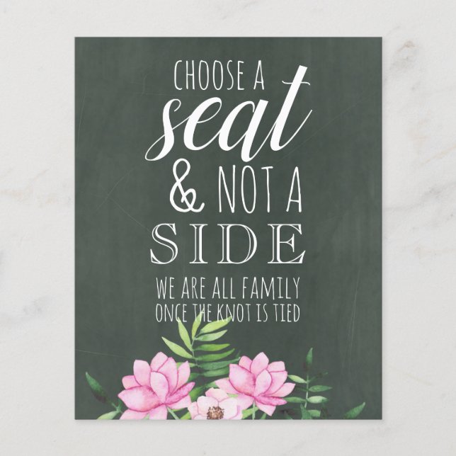 Lámina Rótulo de matrimonio personalizado de pizarra flor (Anverso)