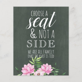 Lámina Rótulo de matrimonio personalizado de pizarra flor