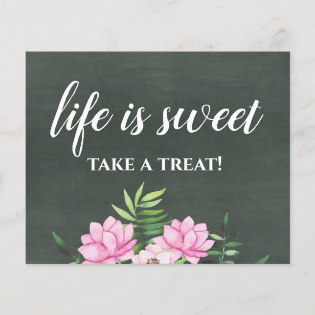 Lámina Rótulo de matrimonio personalizado de pizarra flor (Anverso)