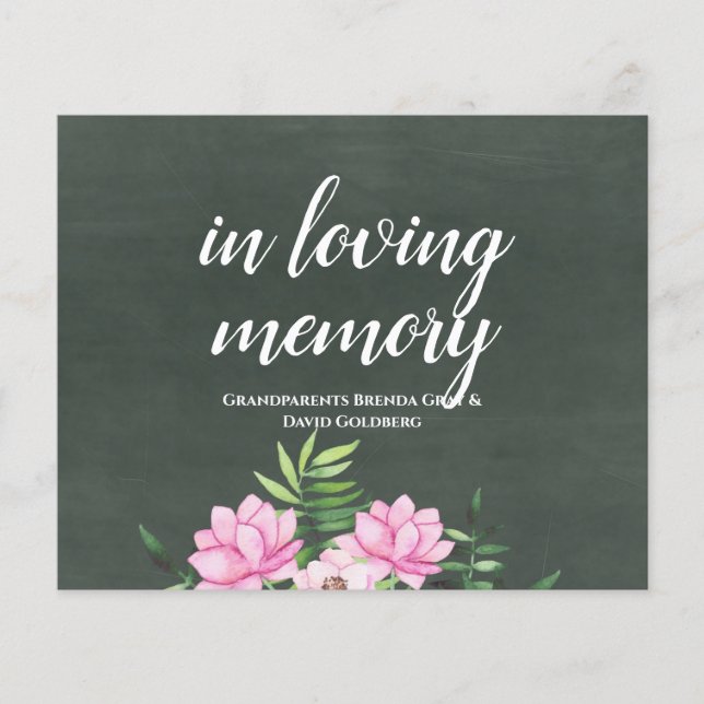 Lámina Rótulo de matrimonio personalizado de pizarra flor (Anverso)