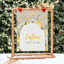 Rótulo de Personalizado de abejas florales amarill