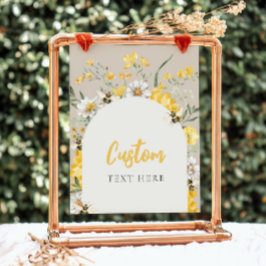 Lámina Rótulo de Personalizado de abejas florales amarill