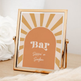 Lámina Rótulo del bar Sun rosado