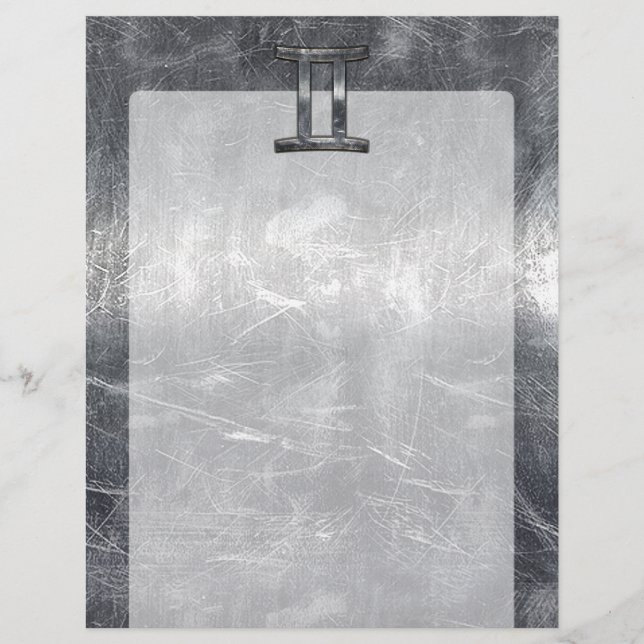 Lámina Rótulo Gemini Zodiac al estilo de acero industrial (Anverso)