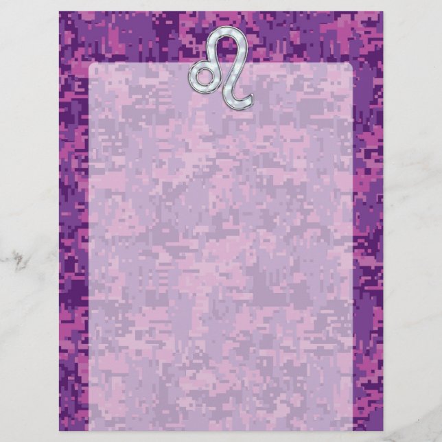 Lámina Rótulo Leo Zodiac en camuflaje digital de Fuchsia (Anverso)