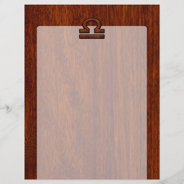 Lámina Rótulo Libra Zodiac en la decoración estilo caoba (Anverso)