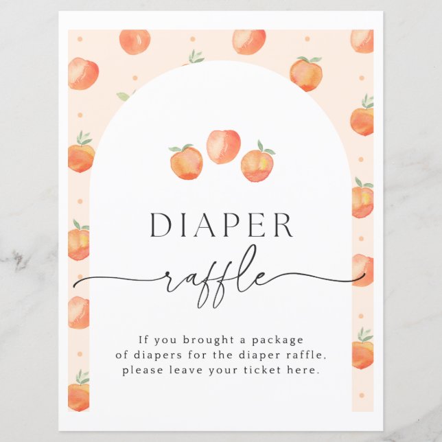 Lámina Rótulo Peach Diaper Raffle | Baby Shower Peach (Anverso)