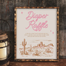 Rótulo Raffle 8x10 de pañales occidentales rosados