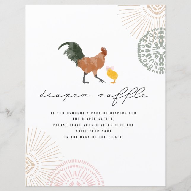 Lámina Rótulo Raffle de pañales Baby Shower rosado de pol (Anverso)