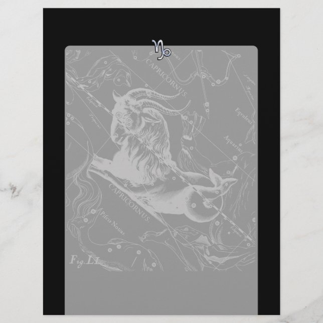 Lámina Rótulo Zodiaco de Capricornio con estilo cromado e (Anverso)