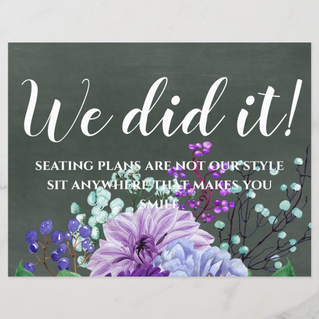 Lámina Rótulos de boda personalizados Chalkboard Morple M (Anverso)