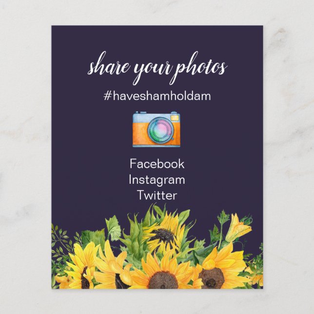 Lámina Rótulos de boda personalizados Navy girasoles amar (Anverso)