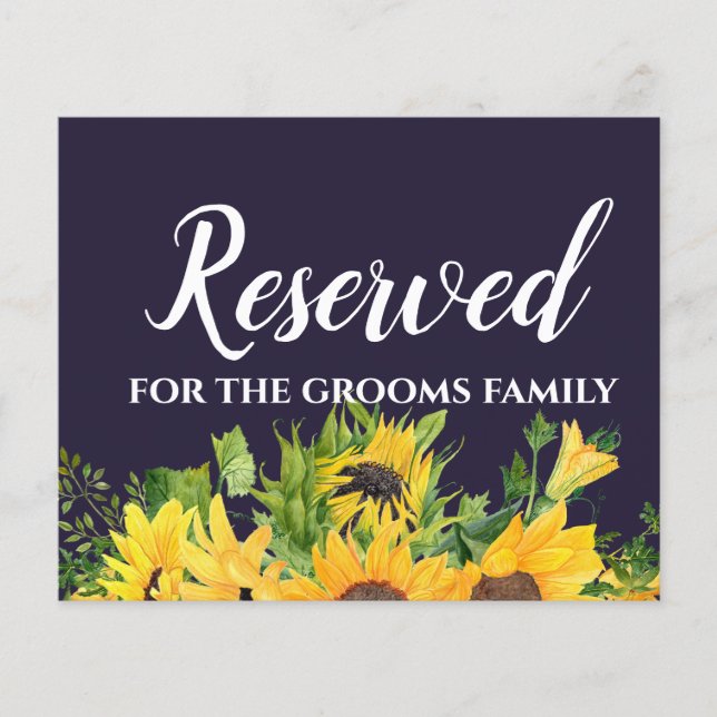 Lámina Rótulos de boda personalizados Navy girasoles amar (Anverso)