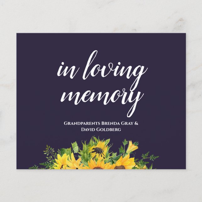 Lámina Rótulos de boda personalizados Navy girasoles amar (Anverso)