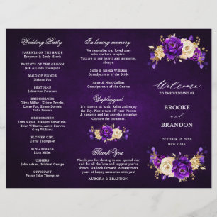 Lámina Royal Purple Violet Gold Boda Tri Fold