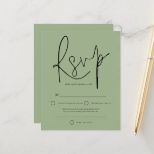Lámina RSVP de la boda verde del guión del presupuesto
