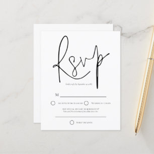 Lámina RSVP de matrimonio blanco negro simple de presupue