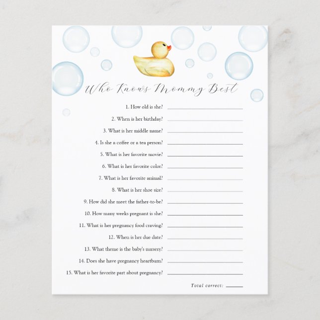 Lámina Rubber Ducky quién conoce mejor a mamá (Anverso)