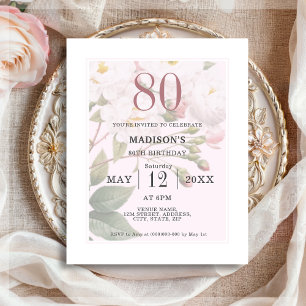 Lámina Rubor Floral   80.ª invitación al cumpleaños del p
