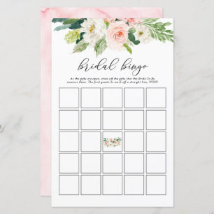 Lámina Rubor Floral Bridal Shower Bingo Game Cards