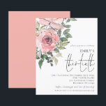 Lámina Rubor Florals de presupuesto Invitación a trigésim<br><div class="desc">Una alternativa de valor por dinero BUDGET en un tamaño menor de 4, 5 x 5, 6" de peso semibrillante de 110 libras, que es de espesor similar al de una postal (sin embargo, no es adecuado para usar como postal). POR FAVOR, TENGA EN CUENTA QUE HAY UNA invitación por...</div>