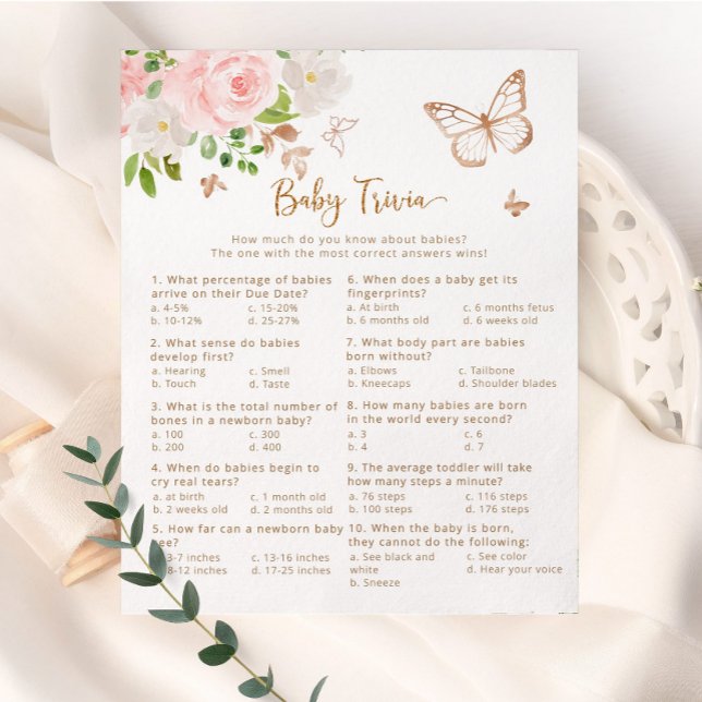 Lámina Rubor mariposa rosa Baby trivia juego de ducha par (Subido por el creador)