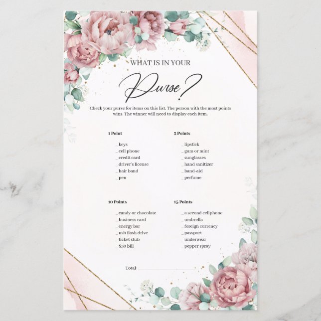 Lámina Rubor peonies eucalipto ¿Qué hay en tu bolsillo? (Anverso)