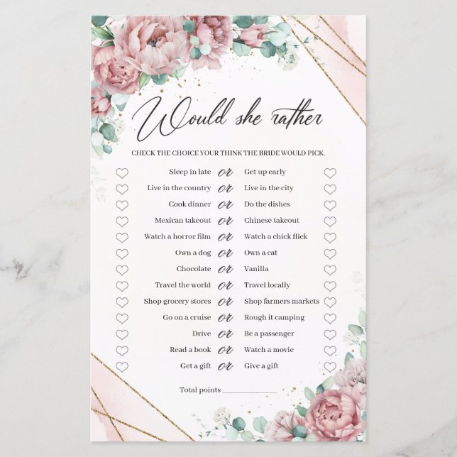 Lámina Rubor peonies eucalyptus oro Prefiere (Anverso)