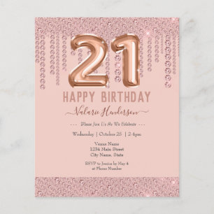 Lámina Rubor Pink Diamond Drip Happy 21st Birthday